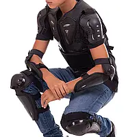 Комплект захисту дитячий SP-Sport RB5 (спина з поперековою опорою, коліно, гомілка, передпліччя, лікоть) чорний