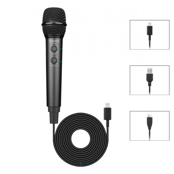Мікрофон ручний для телефона Lightning USB Type-C BOYA BY-HM2
