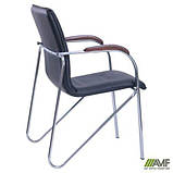 Стілець офісний Самба хром горіх Скад чорний без канта, ТМ Амф, фото 3