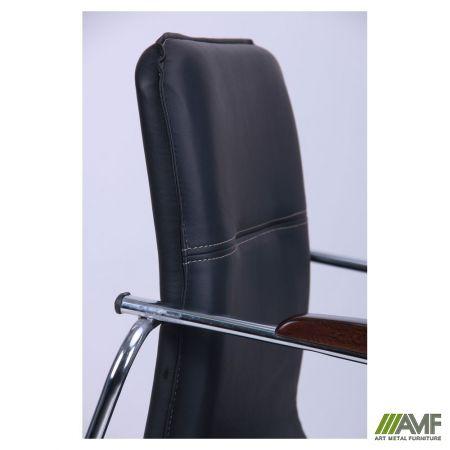 Стілець офісний Самба хром горіх Скад чорний без канта