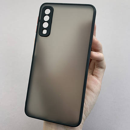Чохол для Samsung Galaxy A7 (2018) A750 напівпрозорий матовий з кольоровими бортами на самсунг а750 чорний tcb, фото 1