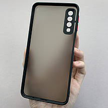 Чохол для Samsung Galaxy A7 (2018) A750 напівпрозорий матовий з кольоровими бортами на самсунг а750 чорний tcb, фото 3