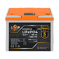 Аккумулятор LP LiFePO4 LCD 12V (12,8V) - 100 Ah (1280Wh) (BMS 80A/40А) пластик для ИБП (21989)