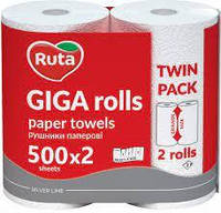 Рушник паперовий Ruta Giga Rolls двошаровий білий 2 шт.