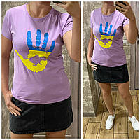 Жіноча футболка з патріотичним малюнком фіолет хл