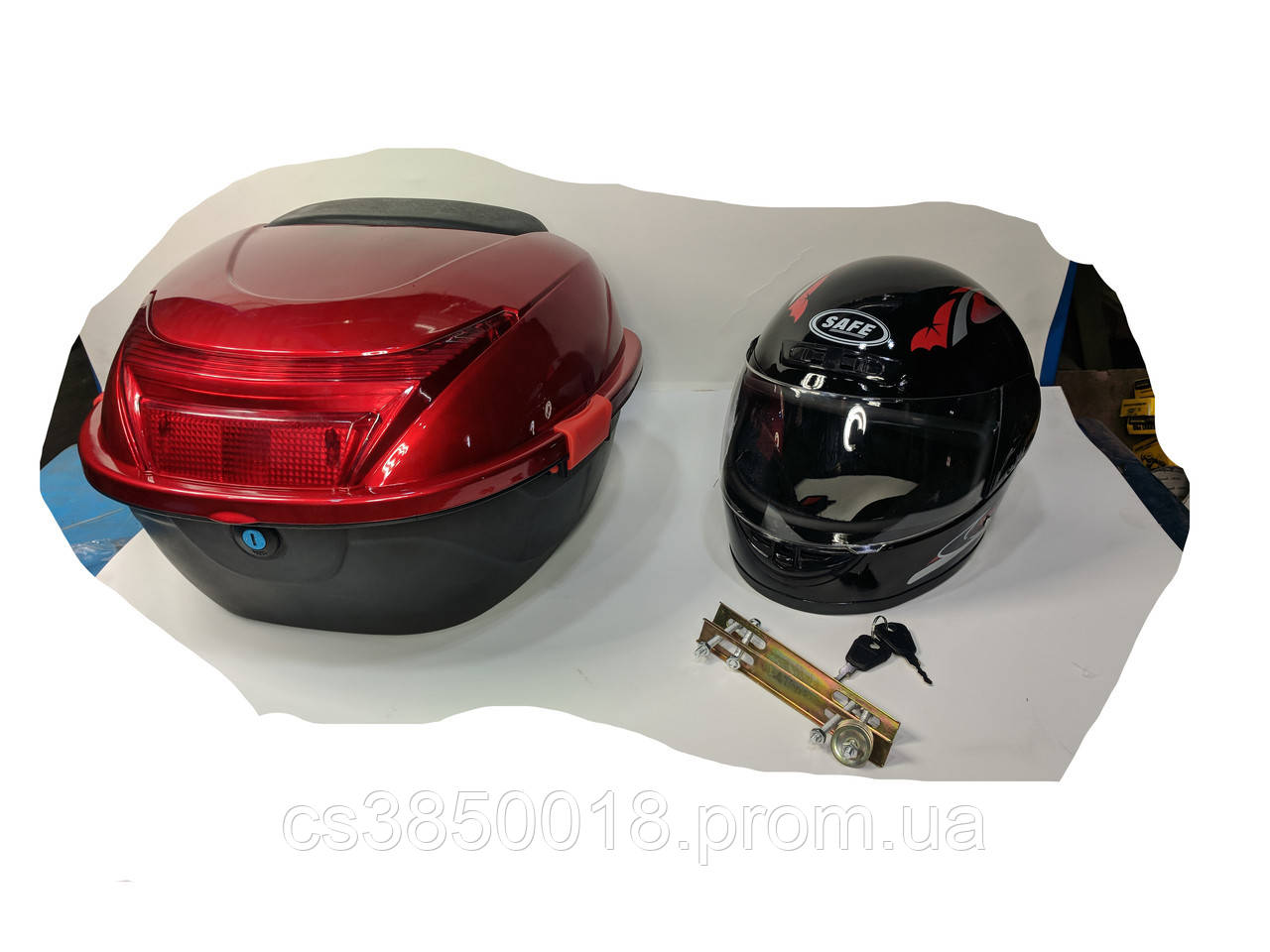 Кофр красный капроновый со шлемом 30л - фото 3 - id-p1927016059