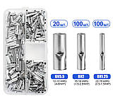 Комплект міні-гільз (3 види, 220шт) ГМЛ 1.5/2.5/6мм.кв L15мм алюмінієва луджена [GMLM-B3-1-10] TACTIX