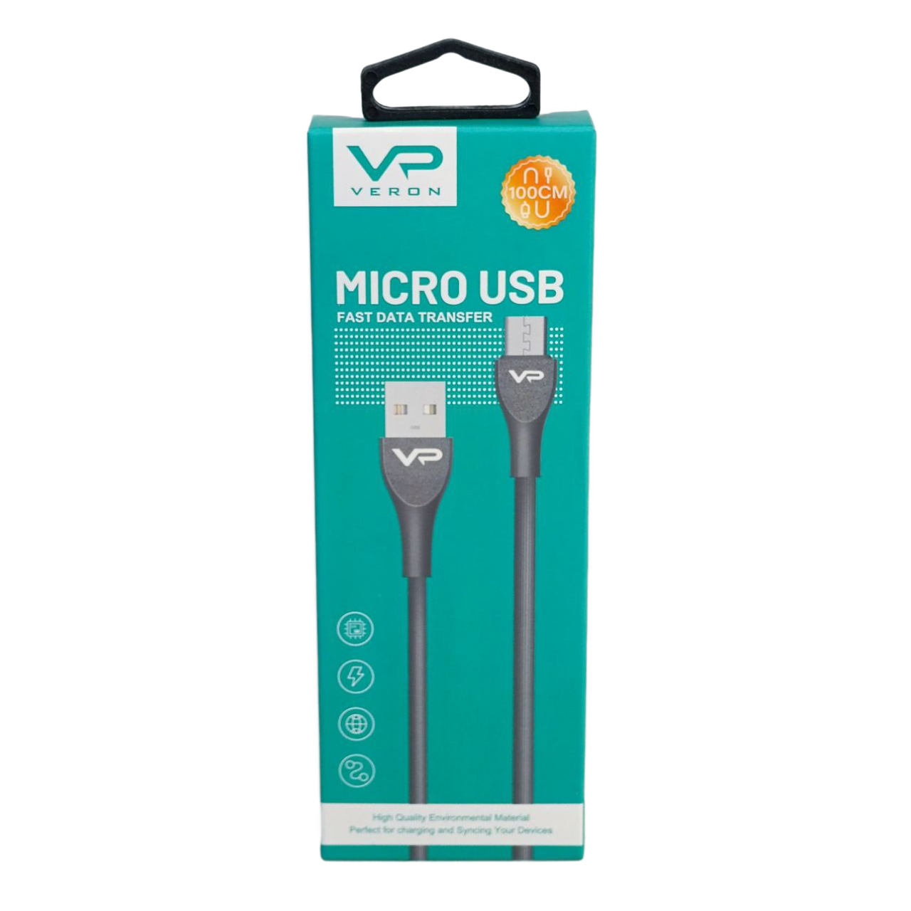 Кабель Micro USB "Veron MV08" 1м силіконовий дріт, чорний