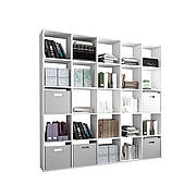 Зручний стелаж для дому, перегородка, книжкова шафа з ДСП 25 відділень, Білий