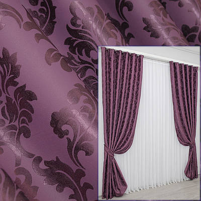 Комплект штор (2шт. 1,5х2,7м.) блекаут, колекція "Корона". Колір баклажанний. Код 1251ш 33-0087