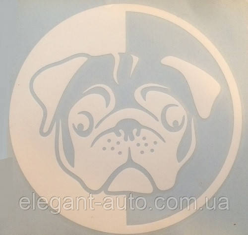 Наліпка плотерна №46 Мопс біла кругла велика (15см)