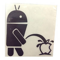 Наліпка плотерна Пісяючий Android чорна Мала 10.5х10.5см
