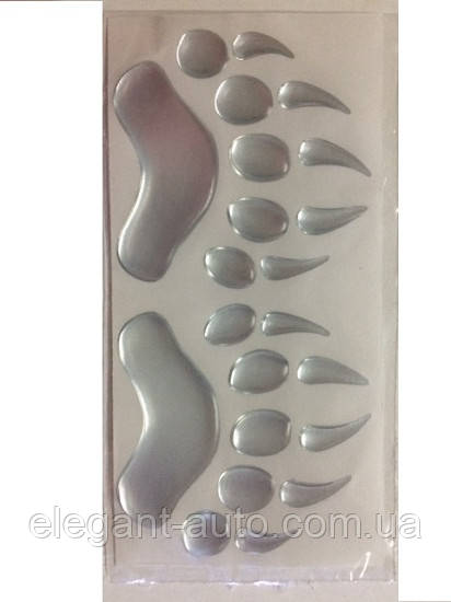 Наліпка силіконова "Кігті" сліди хром (2шт)