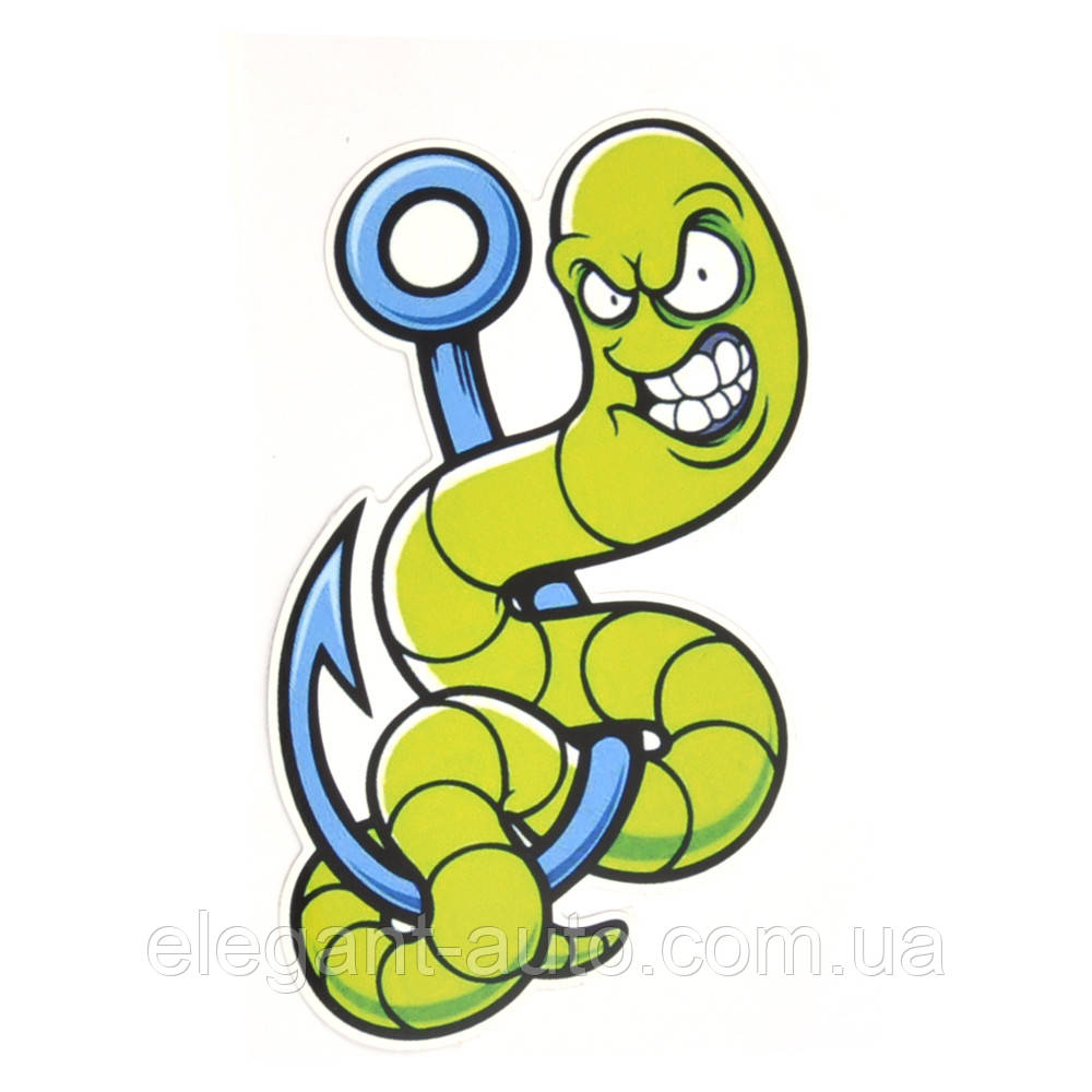 Наліпка "Черв'як на гачку" (1шт) 9х16см