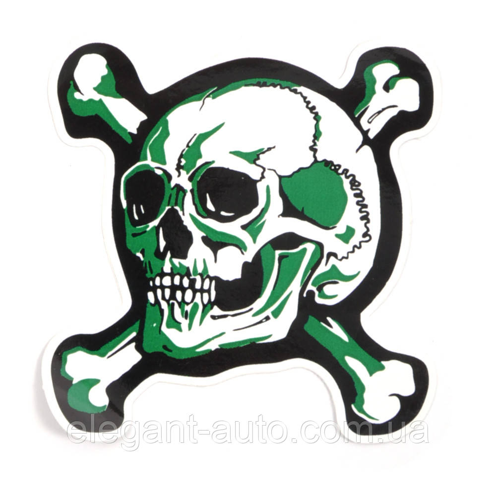 Наліпка "Череп" зелений 10х10см (1шт)