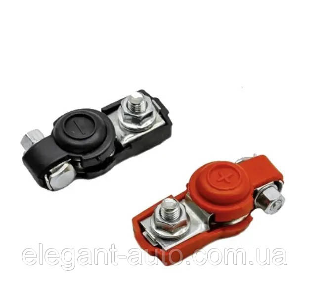 Клеми акумуляторні сталь луджена + гумове покриття 2шт "Elegant" 100553 тип Lanos (60шт/ящ)