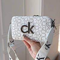 Белая брендовая сумочка CK через плечо модная маленькая женская мини сумка кросс-боди клатч из эко-кожи