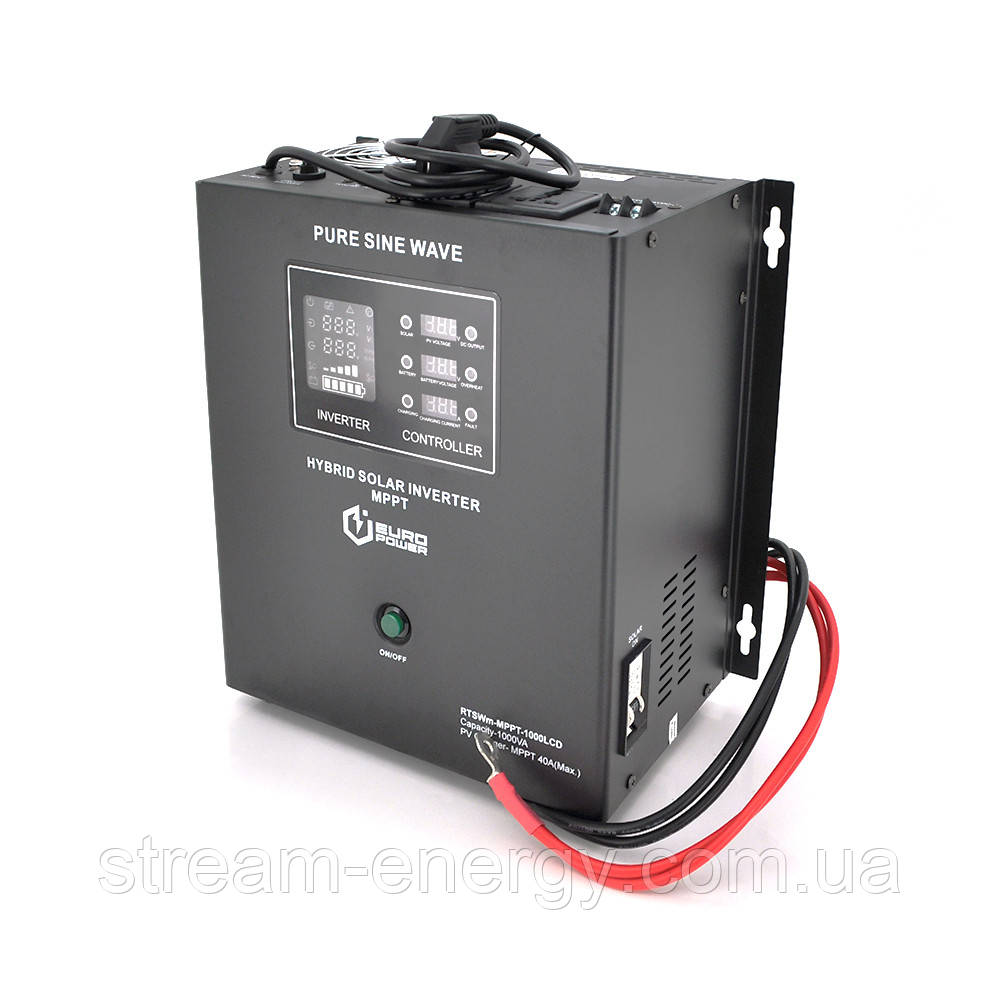Гібридний інвертор 700Вт 12В Europower RTSWm-MPPT-1000LCD, фото 1