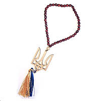 Чотки на 33 намистини дерев'яні з тризубом 5х7см (розм.18см довжин.чоток,/D 0,7см)