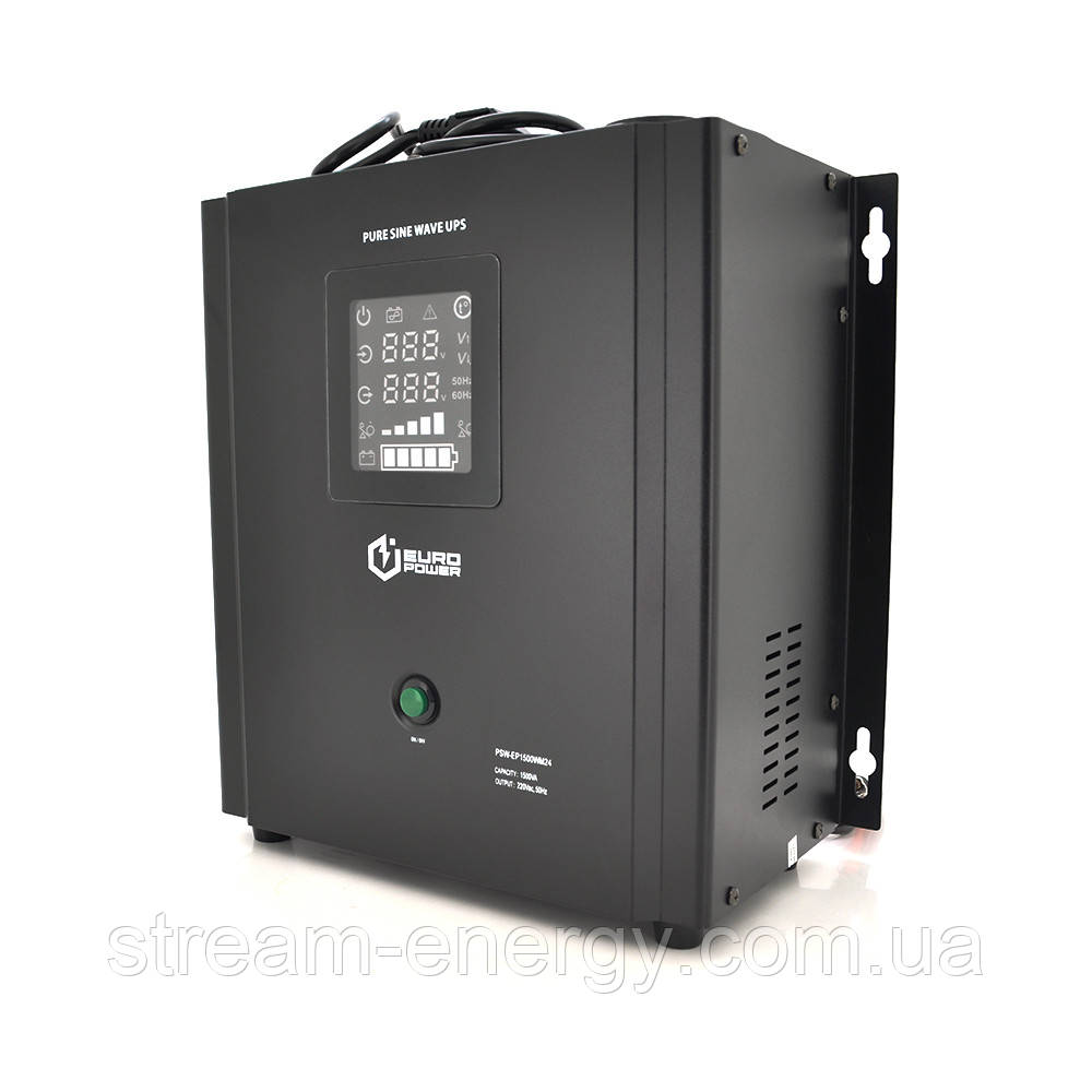 ДБЖ з правильною синусоїдою Europower PSW-EP1500WM24 (1050 Вт) 10/20А, настінний, під зовнішню АКБ 24В, Q2