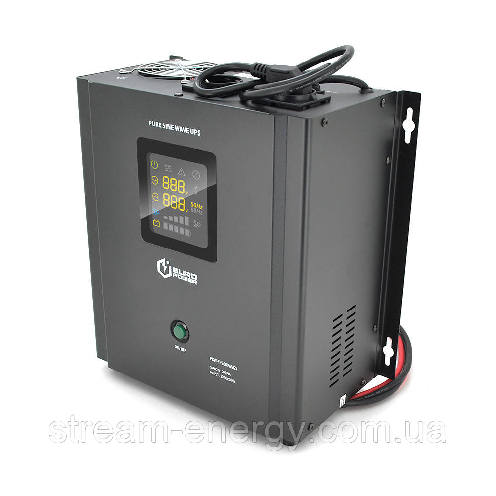 ДБЖ з правильною синусоїдою Europower PSW-EP2000WM24 (1400 Вт)20А, настінний, під зовнішню АКБ 24В, Q1 9,7 кг (300х335х170), фото 1