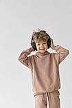 Дитячий спортивний костюм на хлопчика з капюшоном худі та штани для школярів кольору мокко 140, фото 3