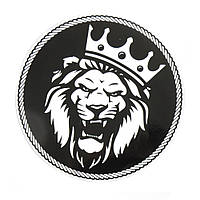 Наліпка "Лев" в короні чорно-біла кругла середня (12см) (1шт)