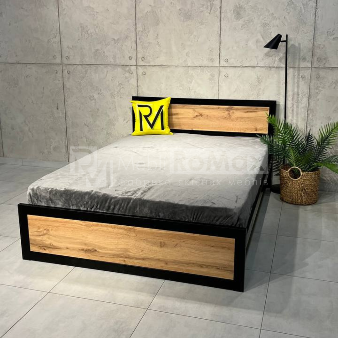 Ліжко двоспальне з ламелями LOFT 160х200