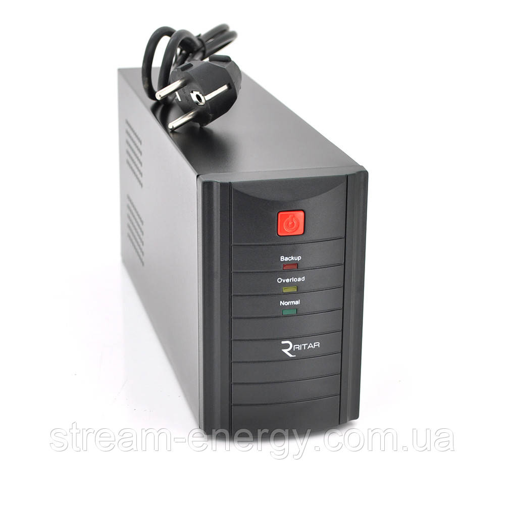 ДБЖ Ritar RTM1000 (600W) Proxima-L, LED, AVR, 3st, 3xSCHUKO socket, 2x12V7Ah, metal Case (350х120х190) - Q2