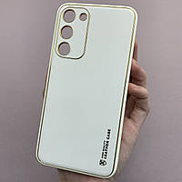 Чехол для Samsung Galaxy S23 Plus кожаный матовый чехол с защитой камеры на телефон самсунг с23 плюс белый u9h