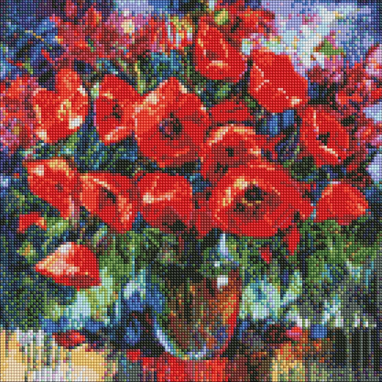 AMO7556 Діамантова мозаїка на підрамнику Макова ніжність ©BOND Tetiana 40 х 40 см