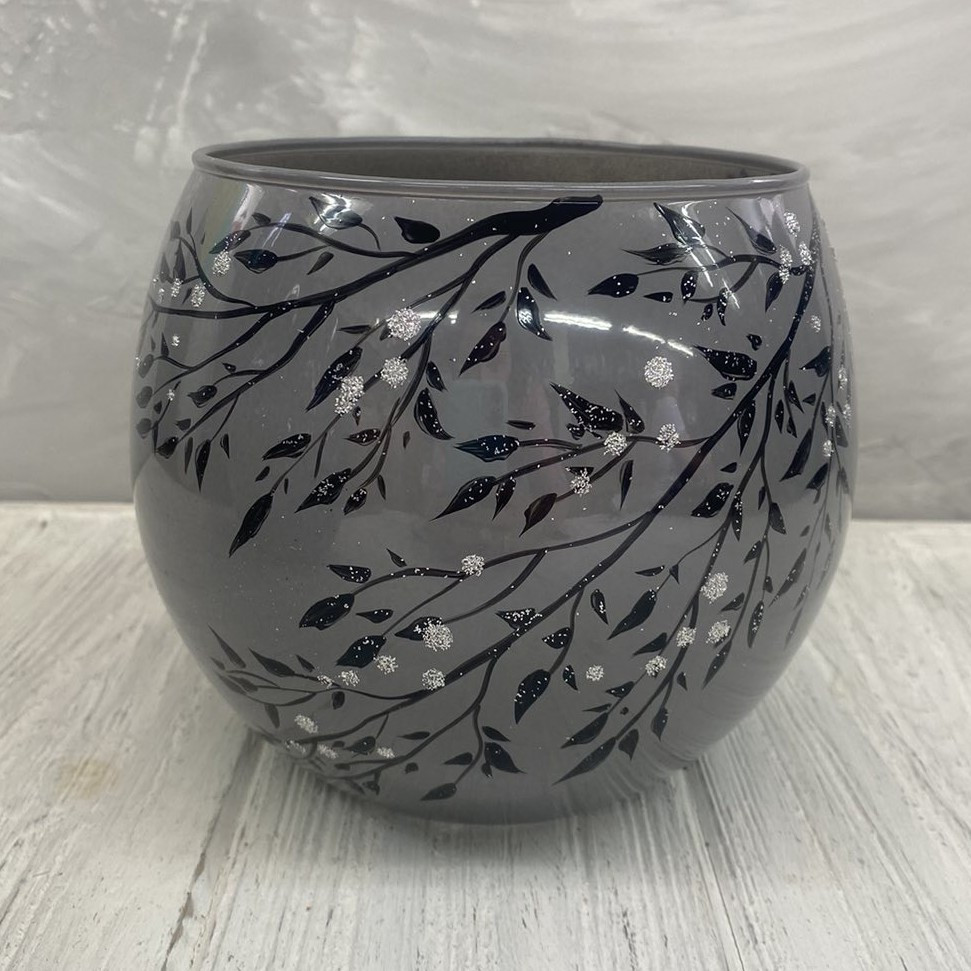 Ваза-куля сіра "Берізка" (h=15) 2,2 л., фото 1