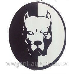 Наліпка "Пітбуль" чорно-біла кругла мала (9см) (уп.10шт)