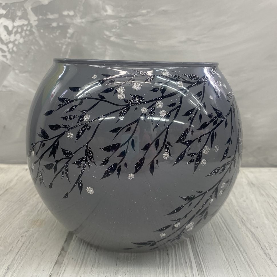 Ваза-куля сіра "Берізка" (h=16) 3,5 л., фото 1