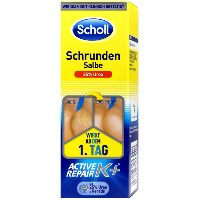 Відновлювальна мазь проти мозолів і тріщин Scholl Schrunden Salbe Active Repair K+ 60 мл, фото 1