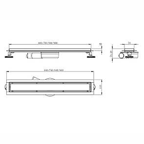 MASTER LINEA Capri лінійний трап 700мм, комбінований затвор, поворотний сифон, патрубок Ø40/50, з перфорованою решіткою, cepillado, фото 2
