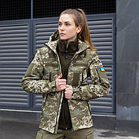 Женская Тактическая куртка Pobedov Motive с липучками пиксель весна\осень