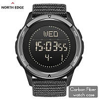 Тактичний годинник North Edge Alps з компасом виготовлений з карбонового волокна(чорний  колір)