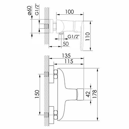 TRAJAN змiшувач для душа, 35 мм, cromo Арт. 1545.100101, фото 2