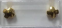 Гвоздики (серьги-иглы) для прокола ушей пистолетом Studex средние R503Y позолота крестик (стерильные, пара)