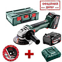 Кутова шліфмашина ак. Metabo W 18 L BL 9-125 безщіткова + ПОДАРУНОК диск алмазний KONA FLEX по металу