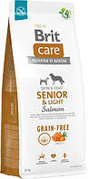 Сухой беззерновой корм с лососем Brit Care Dog Grain-free Senior & Light для стареющих собак 12 кг