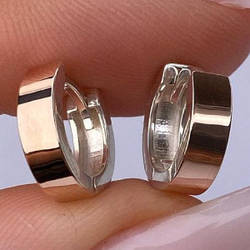 Срібні сережки-кільця (конго) з золотими накладками без каменів (1,2 см) РН-255