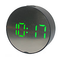 Годинник дзеркальний із зеленим підсвічуванням DT-6505 5427, чорний
