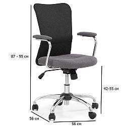 Комп'ютерне крісло для підлітка Andy чорно-сіре з тканинною оббивкою та контурною спинкою