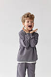 Дитячий спортивний костюм на хлопчика з капюшоном худі та штани для школярів графітового кольору 146, фото 3