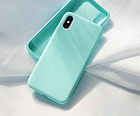 Противоударный чехол для Apple iPhone XS Max silicone case mint green бирюзовый оригинальное качество