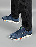 Чоловічі кросівки Reebok Classic M Dark Blue White весна-осінь замшеві сині. Живе фото (рібок класік), фото 2