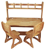 Комплект Парта зі стільцями, надбудова Ростишка каркас дерево бук, ширина 120 см (Mobler TM)