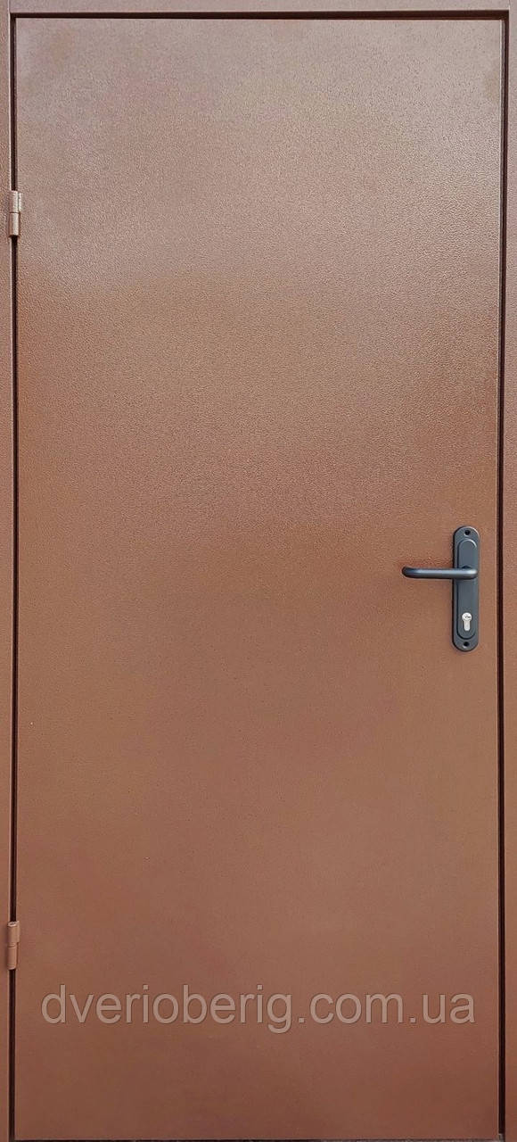 Двері технічні металеві модель бюджет двох листова коричнева.